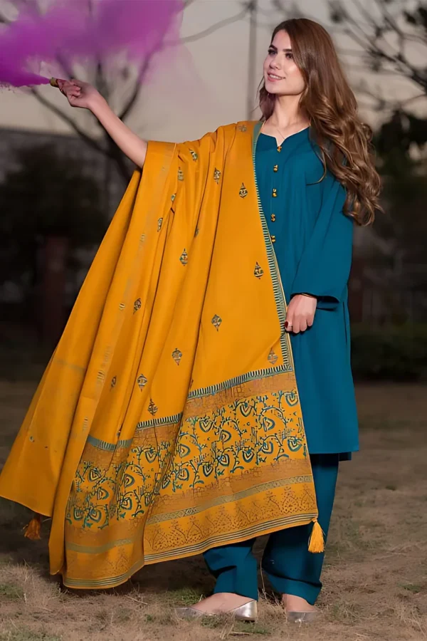 Dhanak With Dhanak EmbroiIdery Shawl
