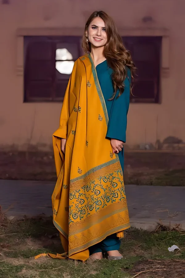 Dhanak With Dhanak EmbroiIdery Shawl