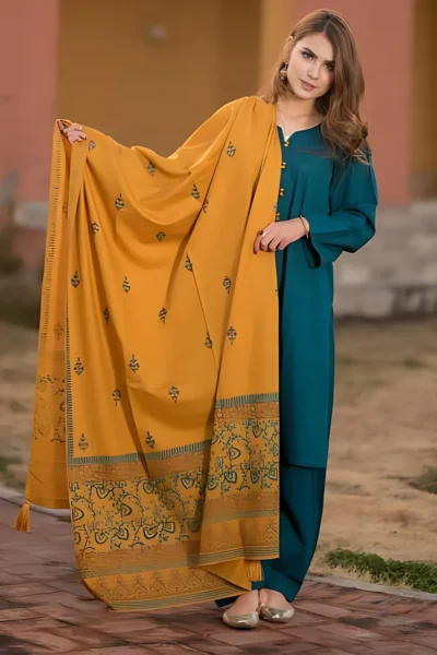 Dhanak With Dhanak EmbroiIdery Shawl