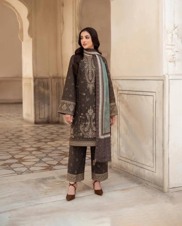 Embroidered Dhanak 3pc suit