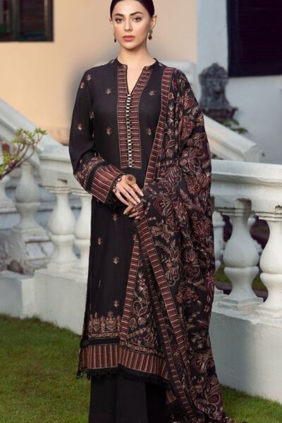 Heavy Embroidered Dhanak 3pc with Fully Embroidered Shawl