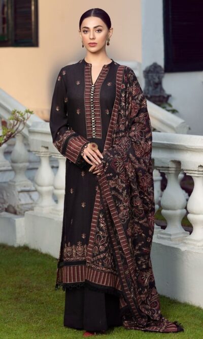 Heavy Embroidered Dhanak 3pc with Fully Embroidered Shawl