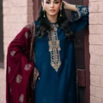 Izel-Dhanak Embroidered 3pc with Digital Printed Shawl