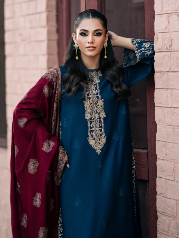 Izel-Dhanak Embroidered 3pc with Digital Printed Shawl