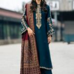 Izel-Dhanak Embroidered 3pc with Digital Printed Shawl