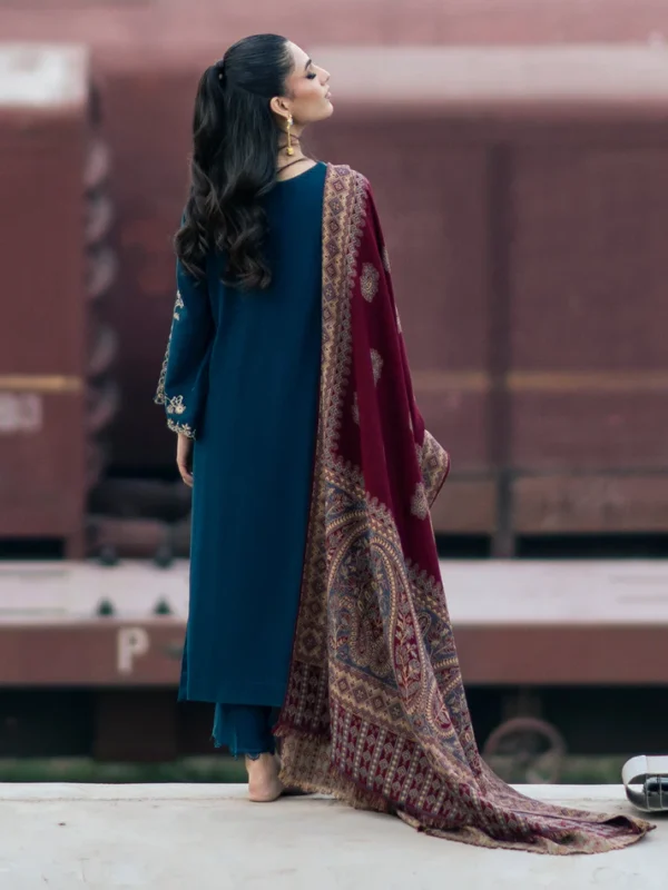 Izel-Dhanak Embroidered 3pc with Digital Printed Shawl