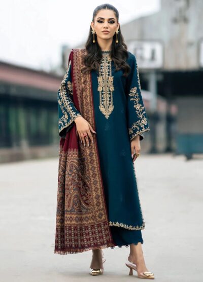 Izel-Dhanak Embroidered 3pc with Digital Printed Shawl