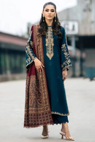 Izel-Dhanak Embroidered 3pc with Digital Printed Shawl