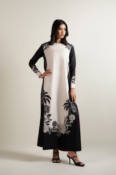 Lulusar- White Digital Printed Silk