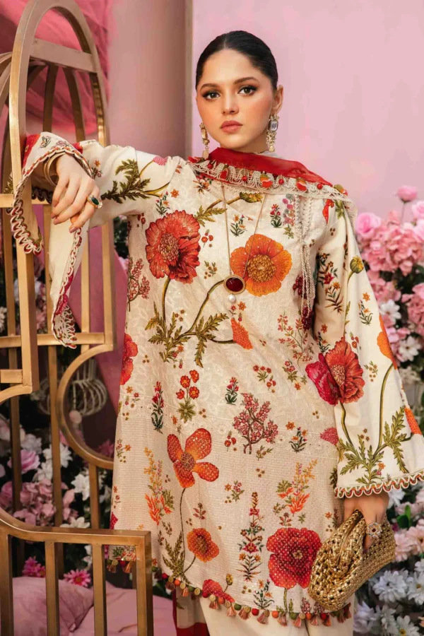 Maria B-Lawn Embroidered 3pc Suit