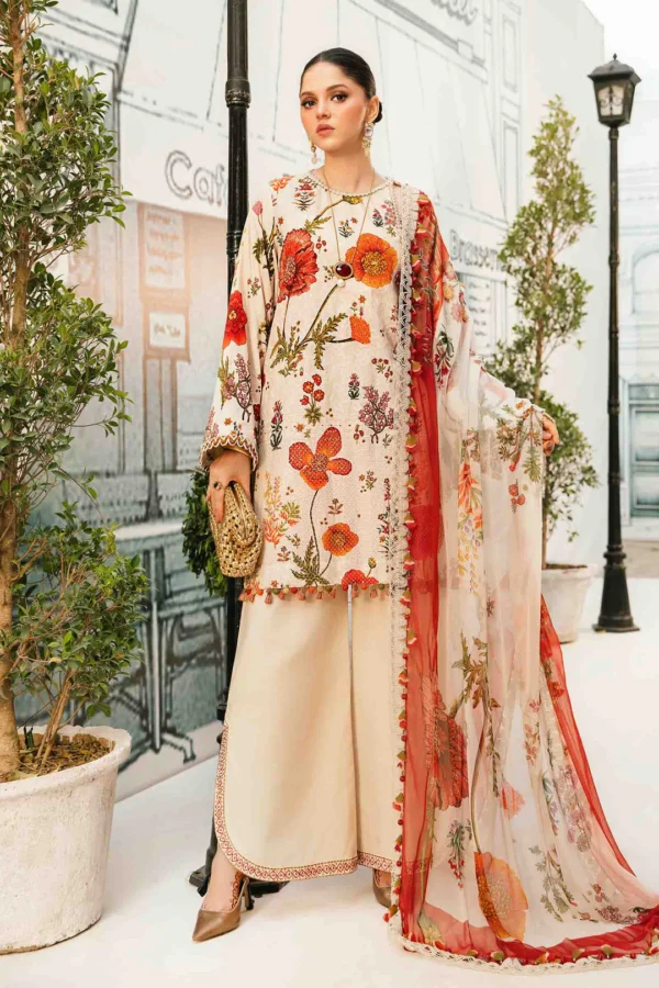 Maria B-Lawn Embroidered 3pc Suit