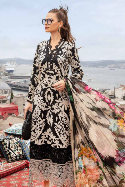 Maria B- Printed Lawn with Embroidered Patches