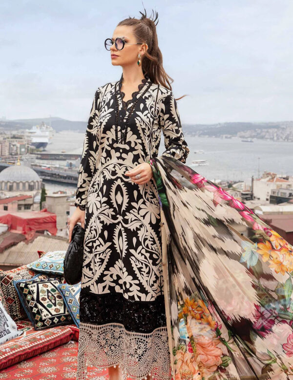 Maria B- Printed Lawn with Embroidered Patches