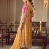 Royal Mustard & Magenta Embroidered Partywear Dress
