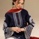 azmin-Dhanak Embroidered 3pc Dress