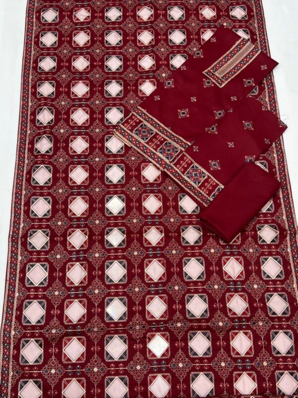 Bareeze Dhanak Embroidery 3pc Suit with Laser Cutwork Shawl