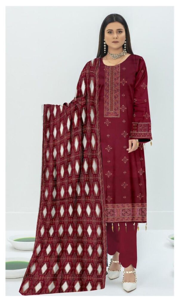 Bareeze Dhanak Embroidery 3pc Suit with Laser Cutwork Shawl