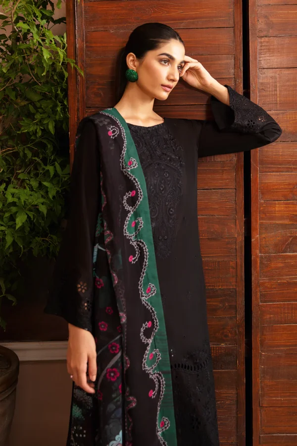 Afsanah-Dhanak Embroidered 3pc with Wool Shawl