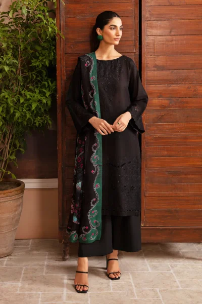 Afsanah-Dhanak Embroidered 3pc with Wool Shawl