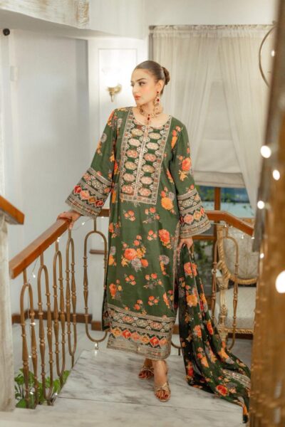 Aneelas-Digital Printed with Embroidered Shamooz Slik