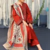 Asling-3pc Embroiderd Dhank with Wool Shawl
