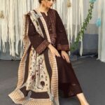 Asling-3pc Embroiderd Dhank with Wool Shawl