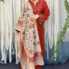 Asling-3pc Embroiderd Dhank with Wool Shawl