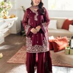 Azure Berry Dusk Chiffon Embroidered 3pc