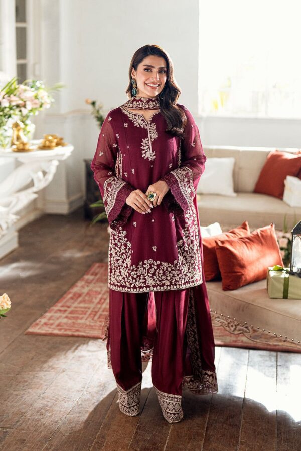 Azure Berry Dusk Chiffon Embroidered 3pc
