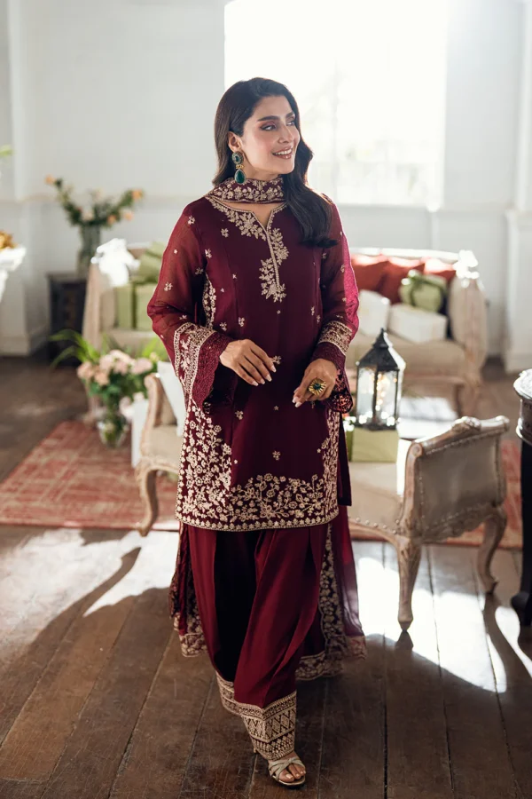 Azure Berry Dusk Chiffon Embroidered 3pc