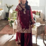 Azure Berry Dusk Chiffon Embroidered 3pc