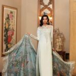 Azure Silk Suit with Embroidered Dupatta – Elegant & Stylish