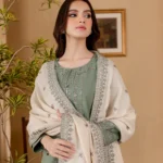 BATIK-Dhanak Embroidered 3pc with Pashmina Shawl
