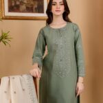 BATIK-Dhanak Embroidered 3pc with Pashmina Shawl
