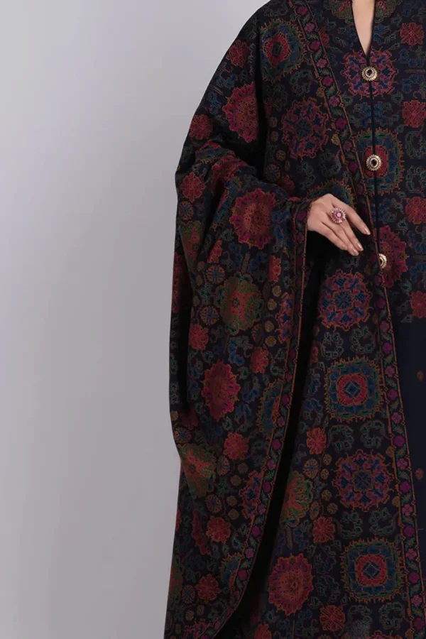 Bareeze-Blue Dhanak Embroiered 3pc with Embroidered Shawl