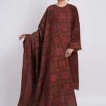 Bareeze-Embroiered Dhanak 3pc with Embroidered Shawl