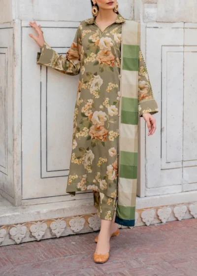 Baroque-3pc Printed Khaddar Suit