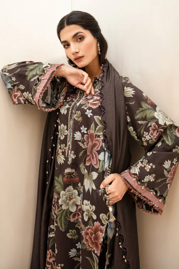 Baroque-Printed Khaddar 3pc
