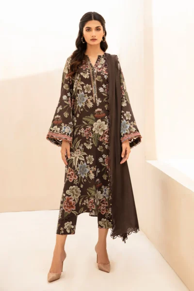 Baroque-Printed Khaddar 3pc