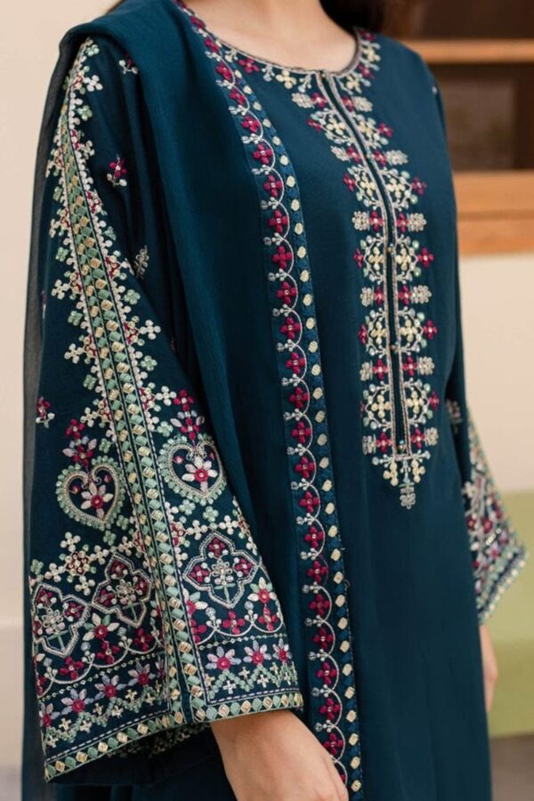 Batik-Heavy Embroidered Dhanak 3pc