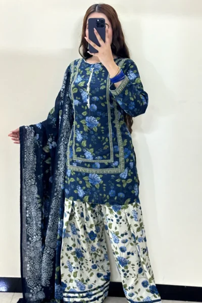 Bin Saeed-Khaddar 3pc Printed Suit (009)