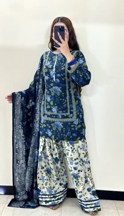 Bin Saeed-Khaddar 3pc Printed Suit (009)
