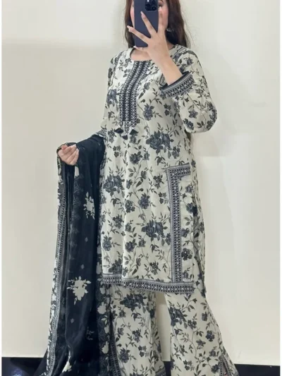 Bin Saeed-Khaddar 3pc Printed Suit