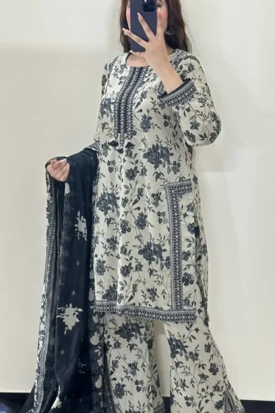 Bin Saeed-Khaddar 3pc Printed Suit