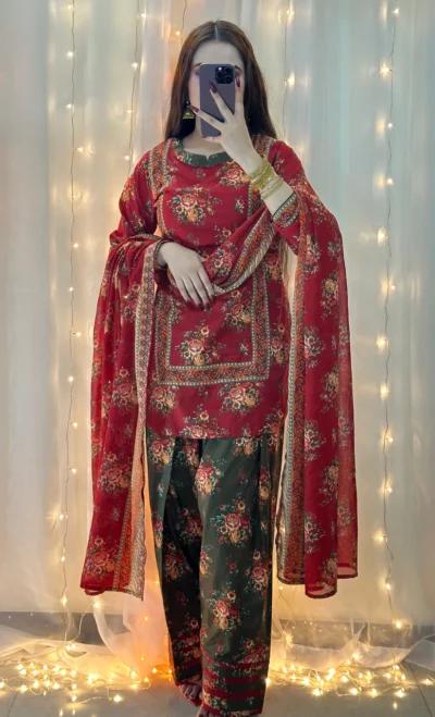 Bin Saeed-Khaddar 3pc Printed Suit (002)