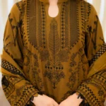 Dhanak Heavy Embroidered 3pc with wool shawl