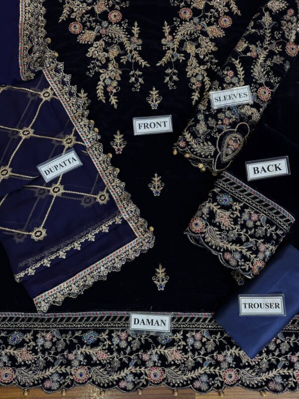 Emaan Adeel-Velvet Sequence Embroidered & Hand Work 3pc