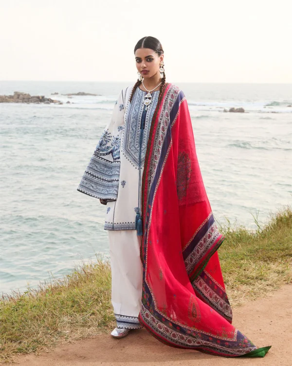 Hussain Rehar- Embroidered Dhanak 3pc