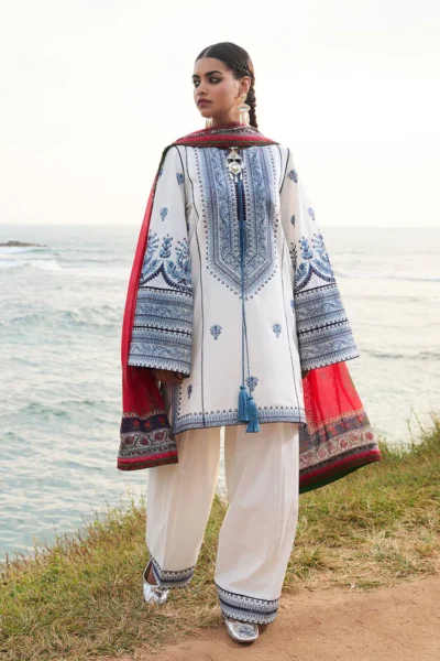 Hussain Rehar- Embroidered Dhanak 3pc