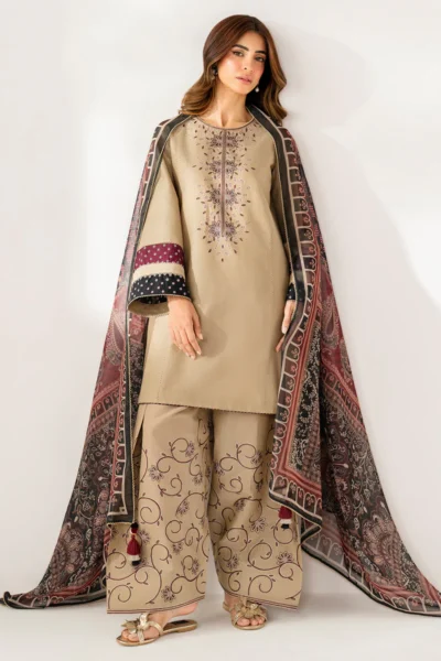 Jazmin-Dhanak Embroidered 3pc with Pashmina Shawl